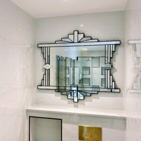 Mia in black art deco over mantle wall mirror