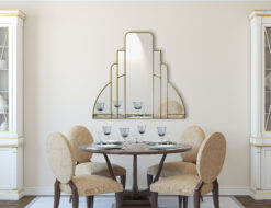Miami room setting trim gold art deco over mantle wall mirror
