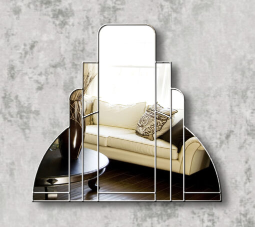 miami silver trim art deco over mantle wall mirror