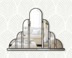 Turin black art deco wall mirror