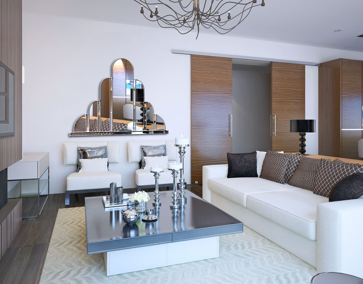 Turin Handmade Original Art Deco Over Mantle Wall Mirror in Silver ...