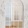 Add timeless elegance and architectural charm to your home with the Arabella Window Mirror – a beautifully handcrafted, window-style wall mirror made in our Norfolk workshop. Designed to enhance natural light and create the illusion of space, this arched mirror is perfect for living rooms, hallways, bedrooms, and dining areas. The Arabella features a classic dome-shaped top and multiple clear mirror panels framed with smooth window-style trims, shown here in black for a bold, modern contrast. Whether your décor is traditional, contemporary, rustic, or modern farmhouse, this mirror adds depth, character, and a stunning focal point to any interior.