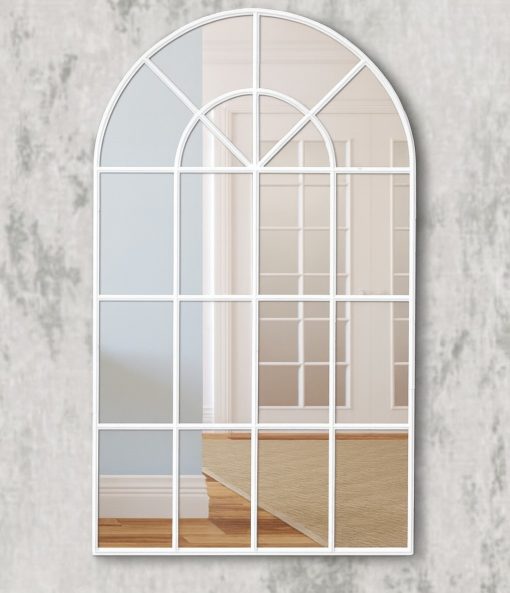 Add timeless elegance and architectural charm to your home with the Arabella Window Mirror – a beautifully handcrafted, window-style wall mirror made in our Norfolk workshop. Designed to enhance natural light and create the illusion of space, this arched mirror is perfect for living rooms, hallways, bedrooms, and dining areas. The Arabella features a classic dome-shaped top and multiple clear mirror panels framed with smooth window-style trims, shown here in black for a bold, modern contrast. Whether your décor is traditional, contemporary, rustic, or modern farmhouse, this mirror adds depth, character, and a stunning focal point to any interior.