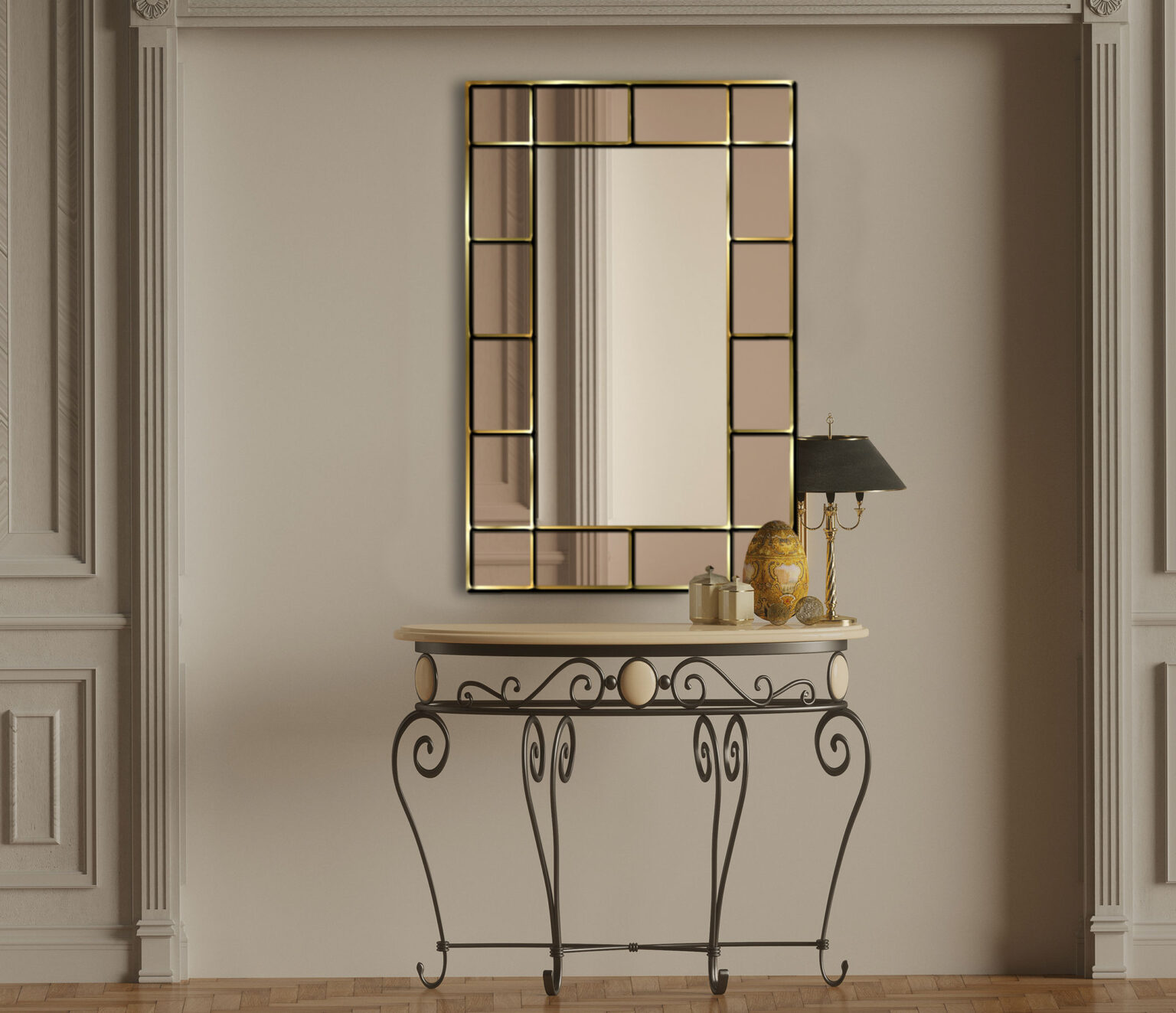 Benedict Handmade Classic Wall Mirror with Bronze Tinted Mirror and