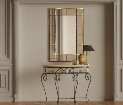 Bebedict bronze room setting goldtrim wall mirror