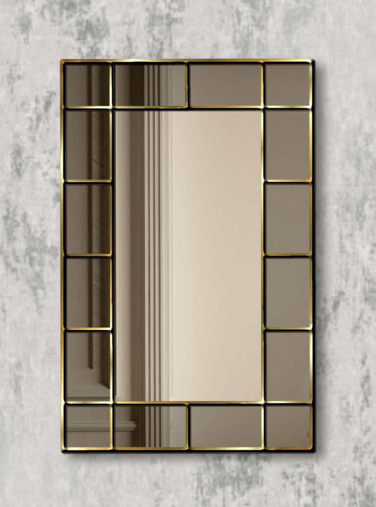Benedict Handmade Classic Wall Mirror with Grey Tinted Mirror and Gold