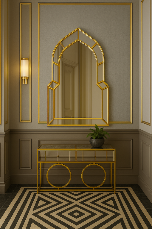 casablanca in gold hall way art deco wall mirror