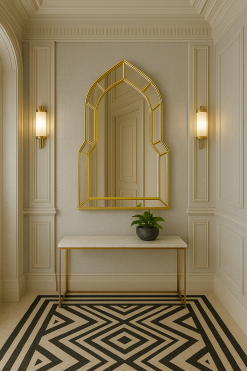 casablanca in gold hall way art deco wall mirror