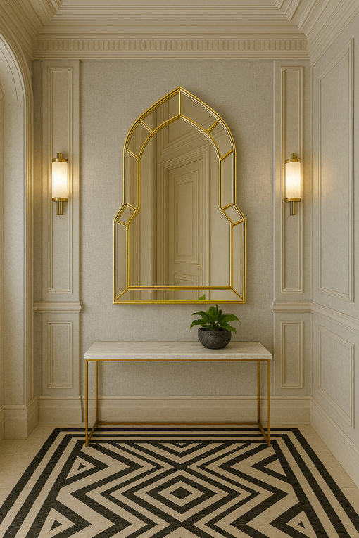 casablanca in gold hall way art deco wall mirror