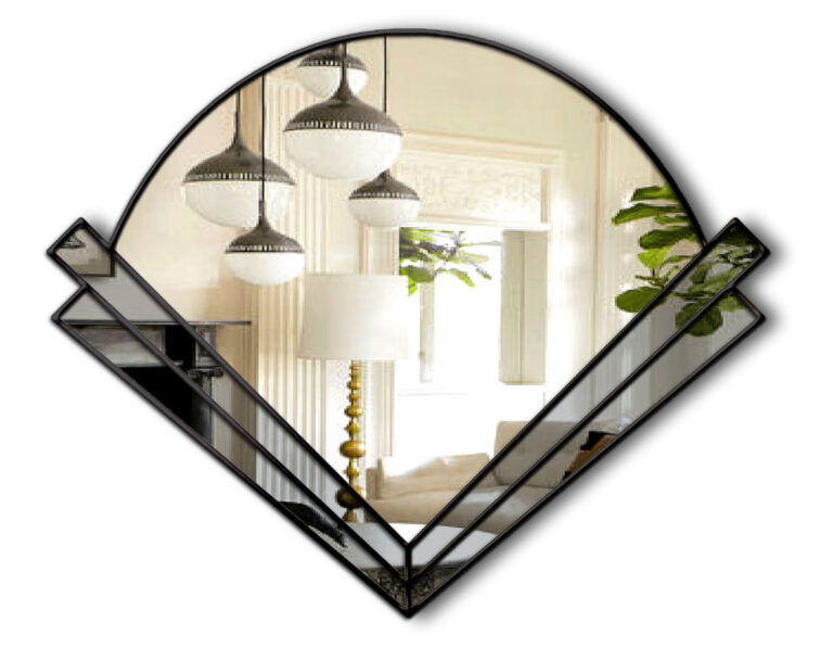 Clarice Original Handcrafted Art Deco Fan Over Mantle Wall Mirror with