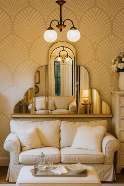 The Turin Handmade Original Art Deco Over Mantle Wall Mirror has been crafted in our Norfolk workshop and is exclusively available from MirrorMania. This stunningly exquisite, art deco mirror which you would call 'wow' but we call Turin, features a total of 14 hand-cut pieces of mirror. The sweeping central domed panel is bordered by clear slightly angled sections of shaped mirro