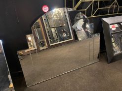 Venice is a beautifully shaped mirror with presence that will add style to any room – exclusively designed and handcrafted by Mirror Mania A large central mirror is bordered by two smaller sections of mirror and finished with a silver trim.