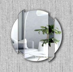 Horizon grey tinted silver trim mordern circle wall mirror