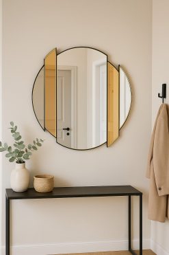 The Horizon Wall Mirror is an exclusive contemporary design by Phillip Orr, expertly handcrafted in our Norfolk workshop. This stunning mirror features six individually hand-cut mirror sections that come together to form a bold, geometric wall piece — perfect for adding a touch of modern elegance to your living room, dining room, bedroom, or even bathroom for something truly different.