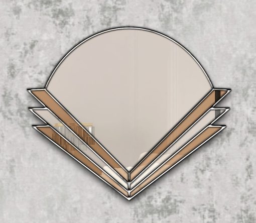 Kyoto bronze silver trim art deco fan wall mirror
