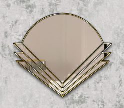 Kyoto clear gold trim art deco fan wall mirror