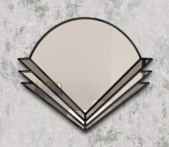 Kyoto grey tin black trim art deco fan wall mirror