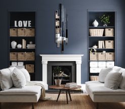 Tectonic modern fireplace room wall mirror