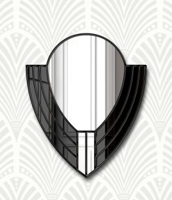 Art Deco Wall Mirror: Odin design with elegant curves and sleek black glass panels, an opulent fusion of style and symmetry