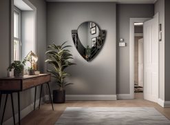 Art Deco Wall Mirror: Odin design with elegant curves and sleek black glass panels, an opulent fusion of style and symmetry