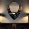 Art Deco Wall Mirror: Odin design with elegant curves and sleek black glass panels, an opulent fusion of style and symmetry