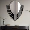 Art Deco Wall Mirror: Odin design with elegant curves and sleek black glass panels, an opulent fusion of style and symmetry