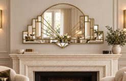 antoinette gold trim living room art deco wall mirror
