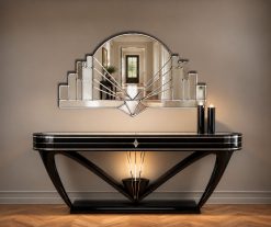 antoinette silver trim hallway art deco wall mirror