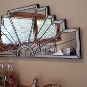 lyon art deco wall mirror in silver