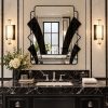 poirot black and ebony trim in bathroom fan art deco wall mirror